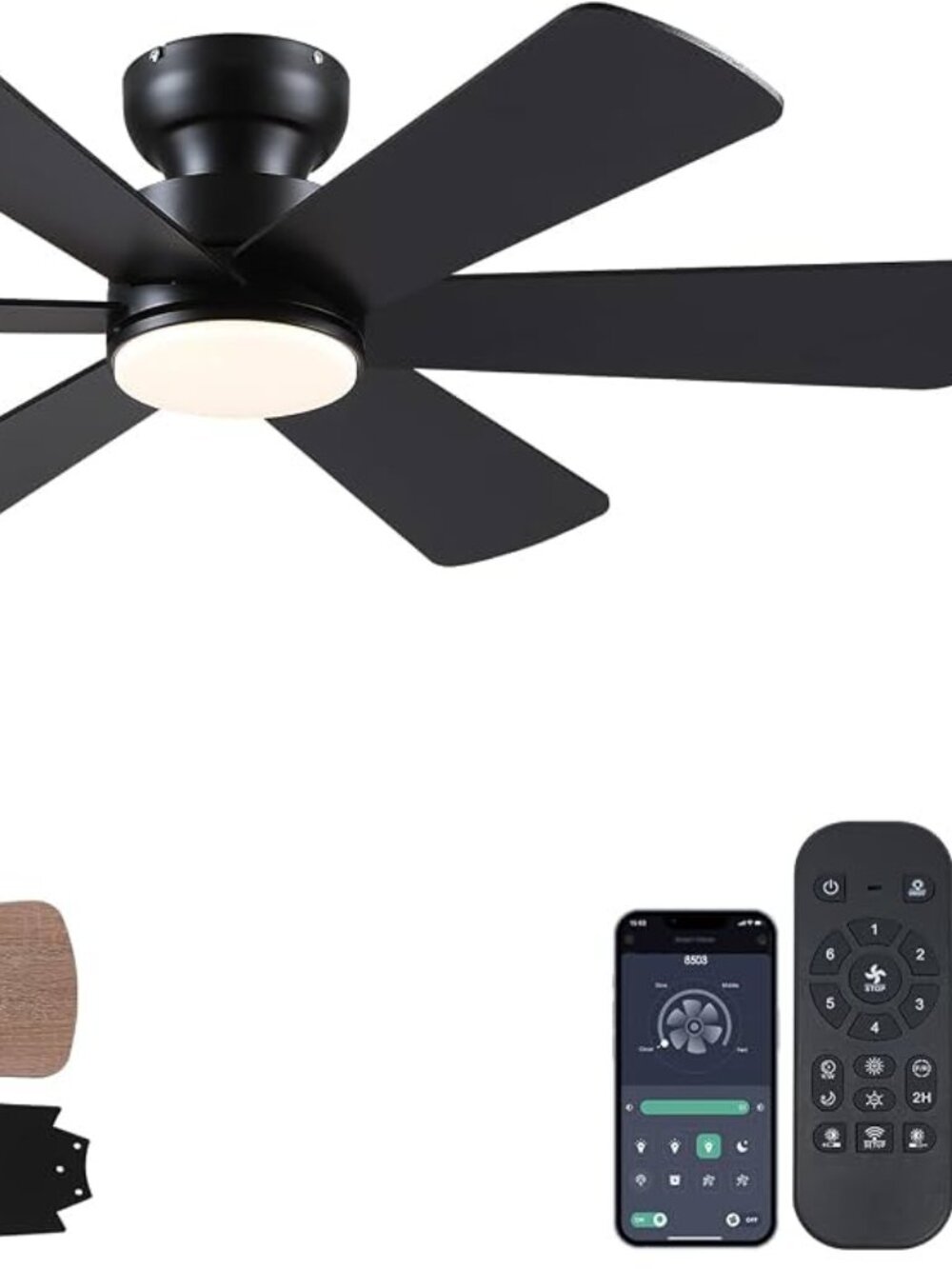 BayDay Smart LED Ceiling Fan with Light (Black) - Picture 2 of 4